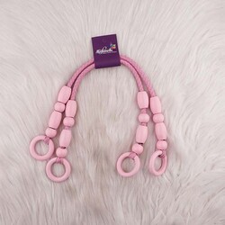 AHŞAP BONCUKLU ÇANTA SAPI MODEL 2 PEMBE