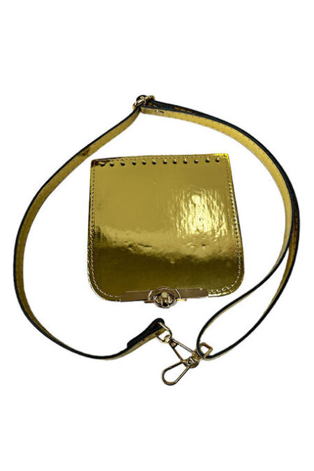 ÇANTA CEP TELEFONU ÖRGÜ SETİ PARLAK AYARLI ALTIN