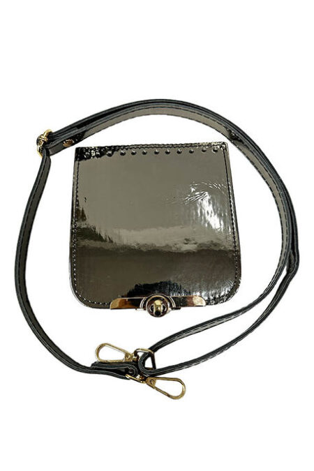 ÇANTA CEP TELEFONU ÖRGÜ SETİ PARLAK AYARLI ANTRASİT