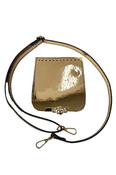 ÇANTA CEP TELEFONU ÖRGÜ SETİ PARLAK AYARLI BRONZ