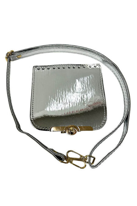 ÇANTA CEP TELEFONU ÖRGÜ SETİ PARLAK AYARLI GÜMÜŞ