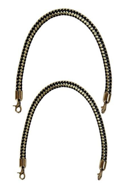 ÇANTA SAPI YENGEÇ BAŞLIKLI ÖRME FİTİL SAP SİYAH-ALTIN