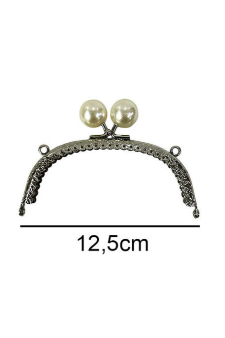 ÇANTA VE CÜZDAN KLİPSİ 12.5 CM İNCİLİ OVAL GÜMÜŞ