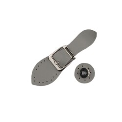 DERİ KEMERLİ MIKNATISLI METAL ÇANTA TOKASI GRI